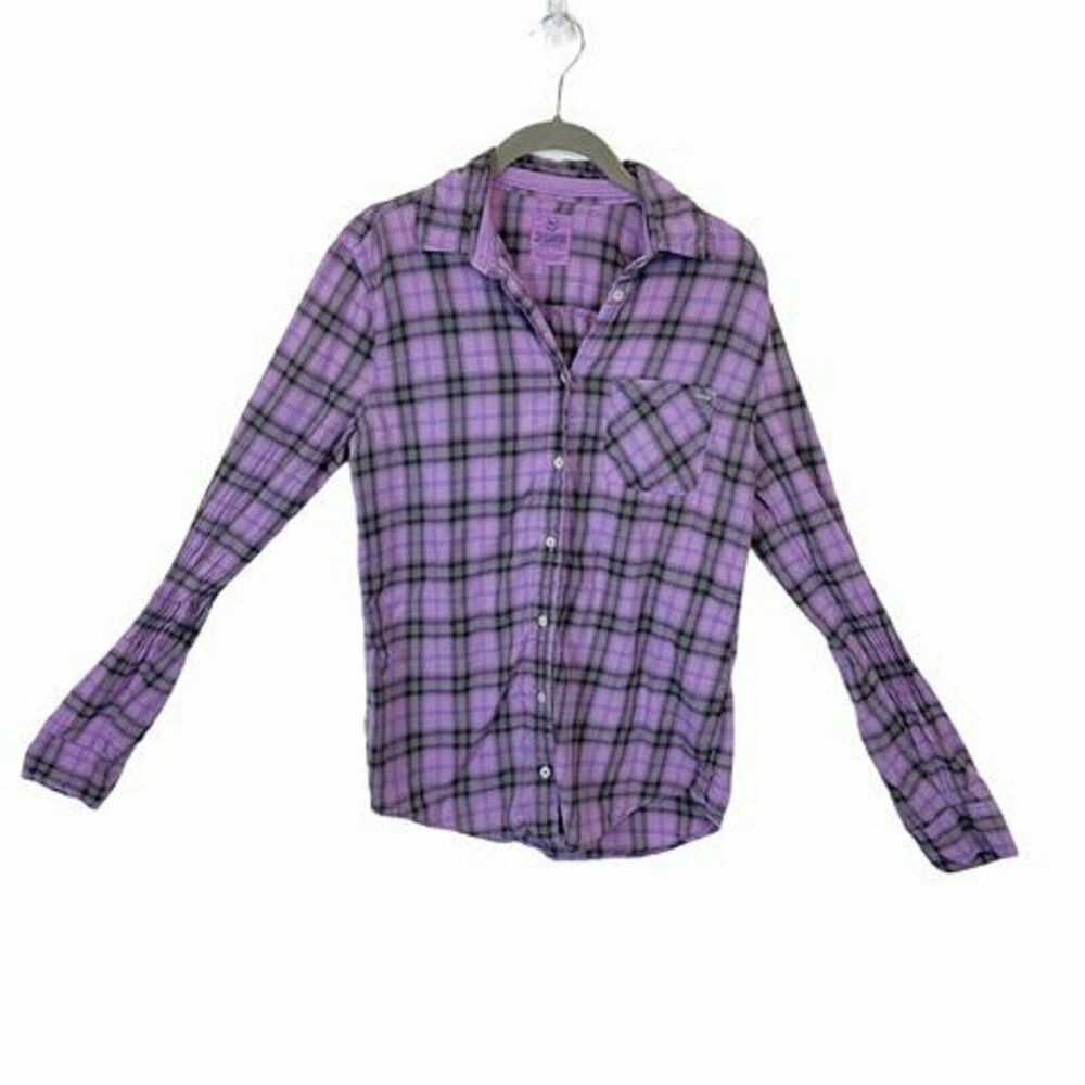 Pink Victoria Secret Plaid Button Up Shirt sz S